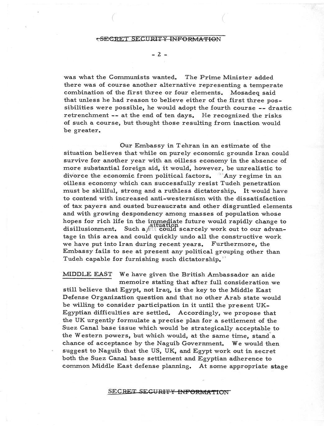 Memorandum, State Department Summary of Telegrams