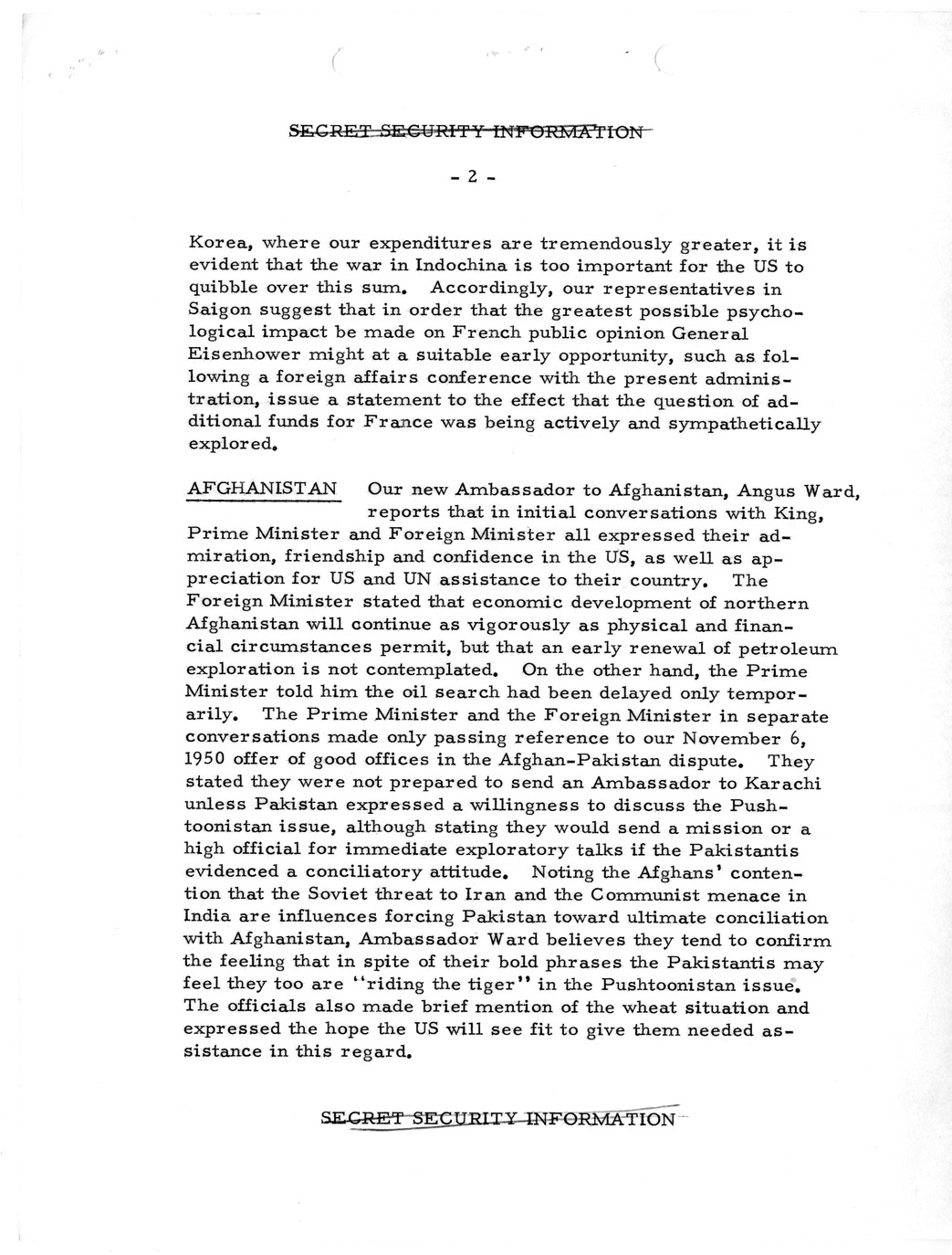 Memorandum, State Department Summary of Telegrams