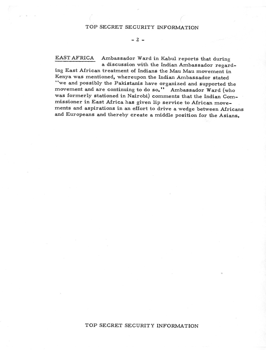 Memorandum, State Department Summary of Telegrams