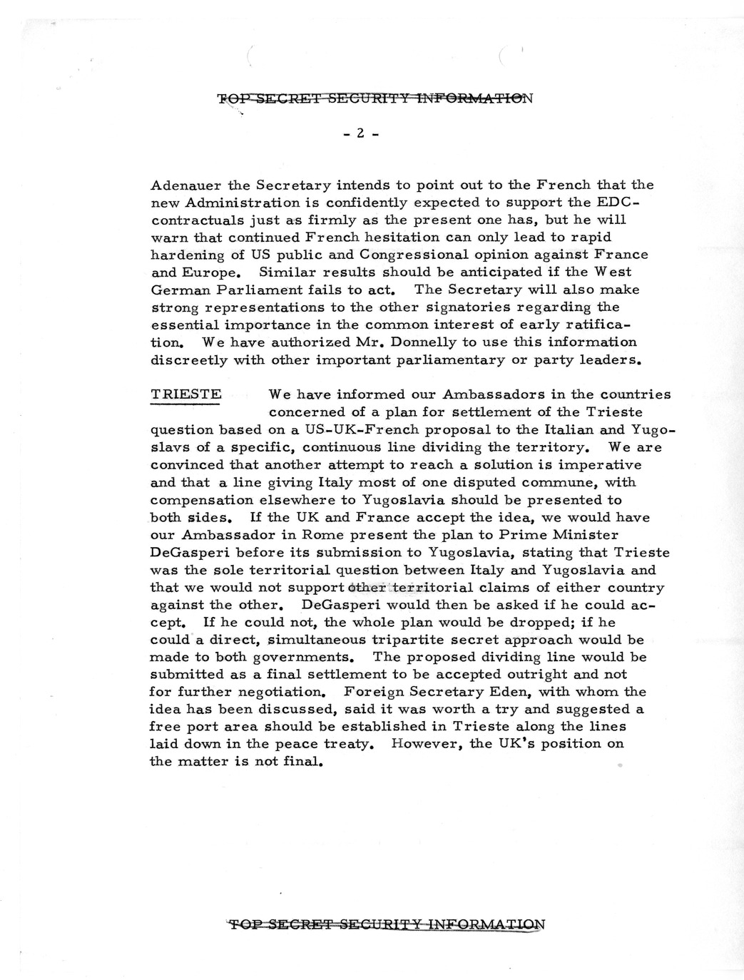 Memorandum, State Department Summary of Telegrams