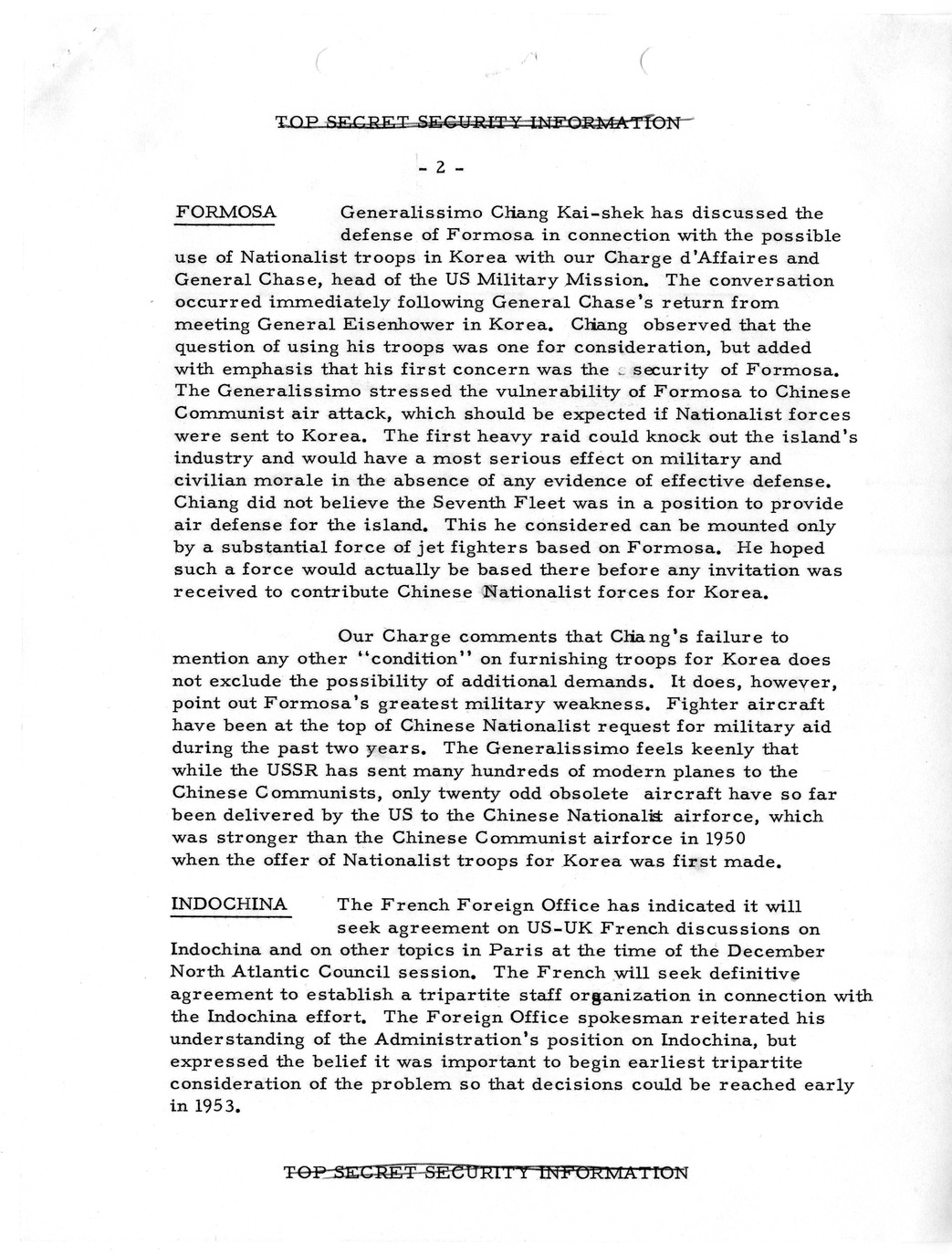 Memorandum, State Department Summary of Telegrams