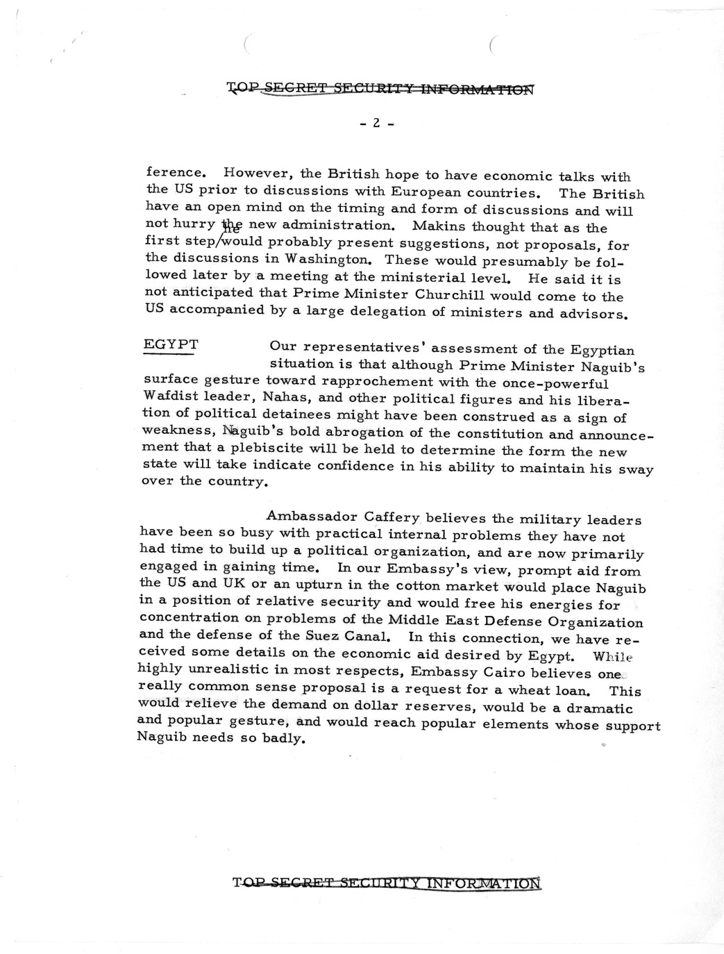 Memorandum, State Department Summary of Telegrams