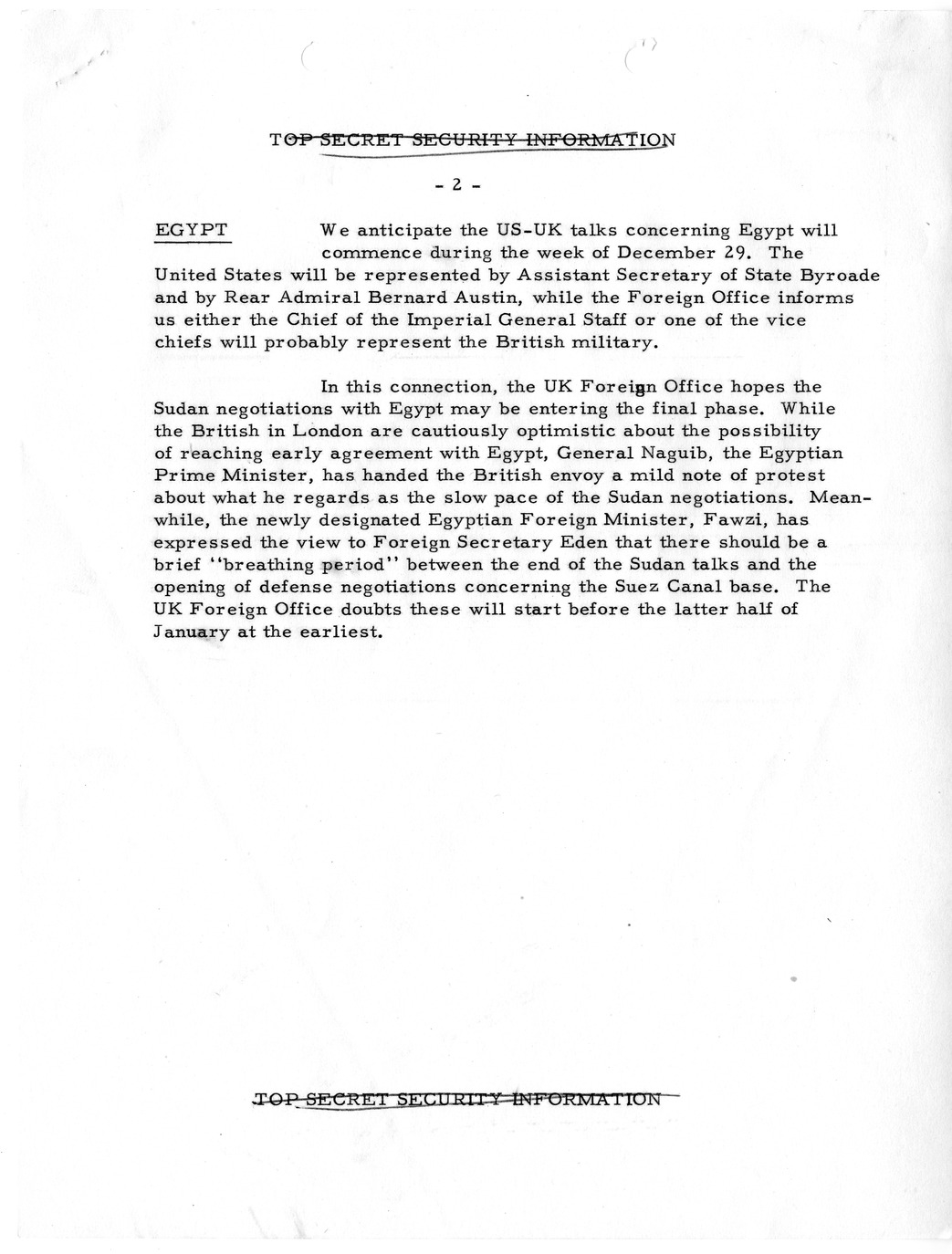 Memorandum, State Department Summary of Telegrams