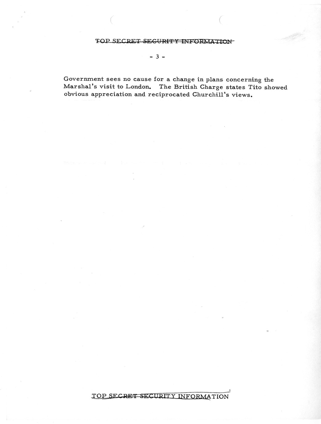 Memorandum, State Department Summary of Telegrams