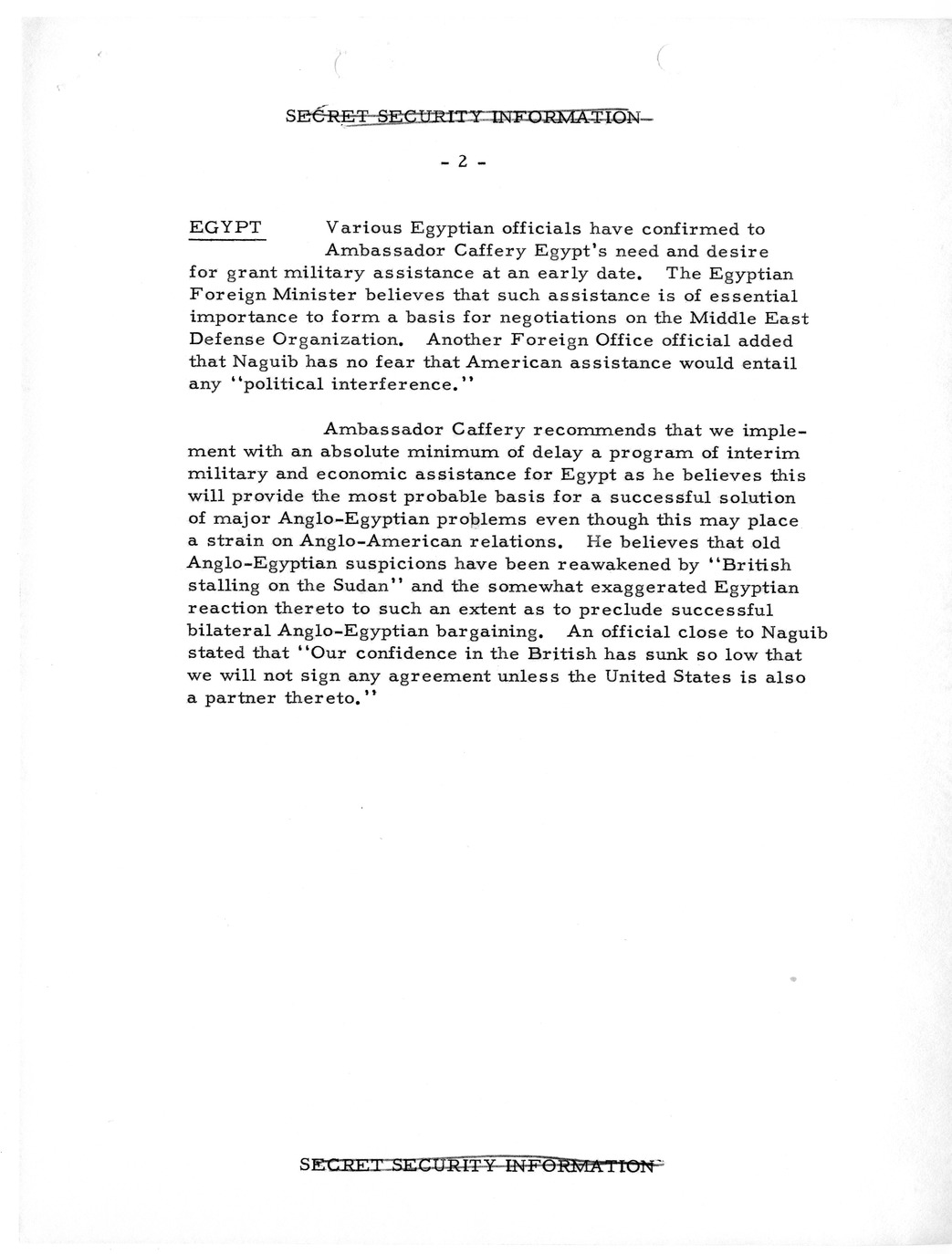 Memorandum, State Department Summary of Telegrams