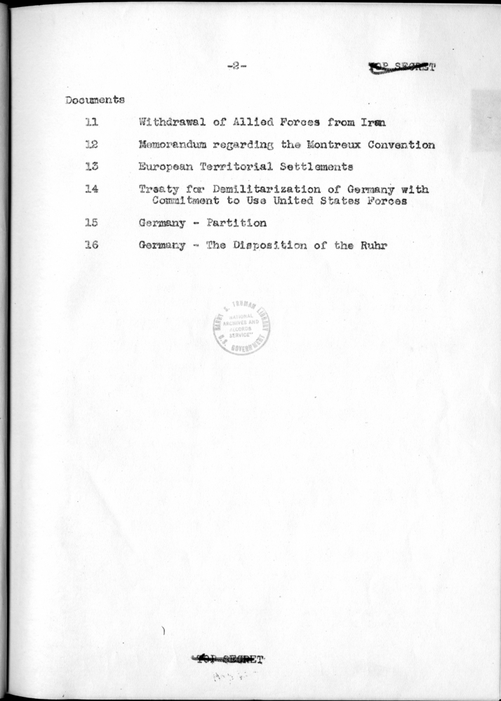 Cover, Table of Contents, and Agenda for the Berlin Conference: Agenda Proposed by the Department of State