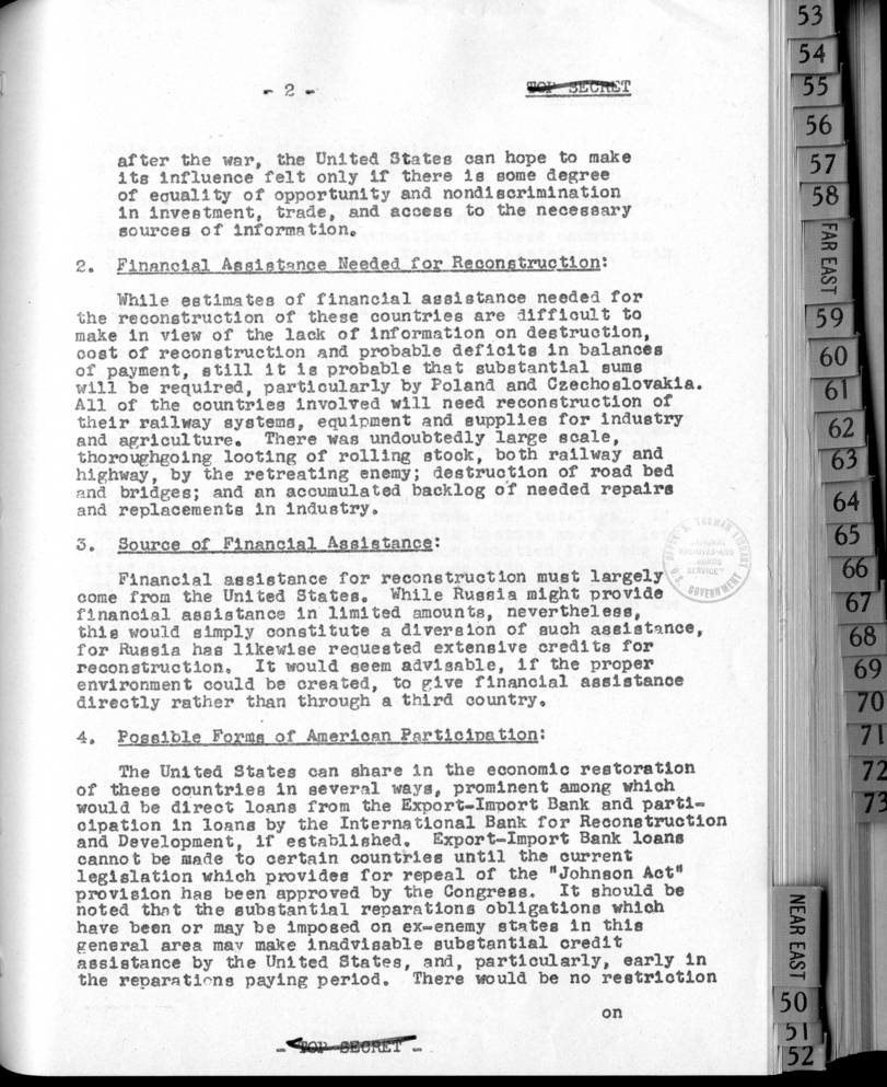 Financial Assistance for the Reconstruction of Poland, Czechoslovakia, Yugoslavia and the Balkans: American Interest and Soviet Attitude