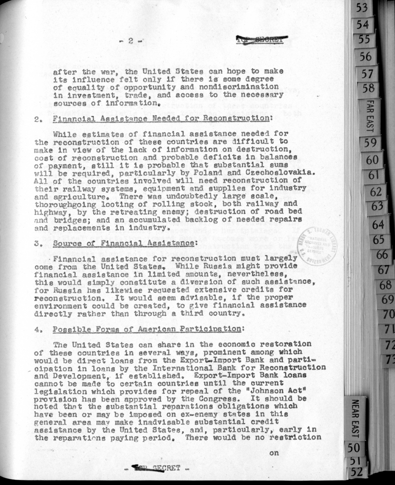 Financial Assistance for the Reconstruction of Poland, Czechoslovakia, Yugoslavia and the Balkans: American Interest and Soviet Attitude