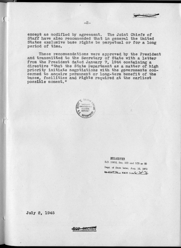 Disposition of Japanese Territories Bonin, Volcano, and Marcus Islands