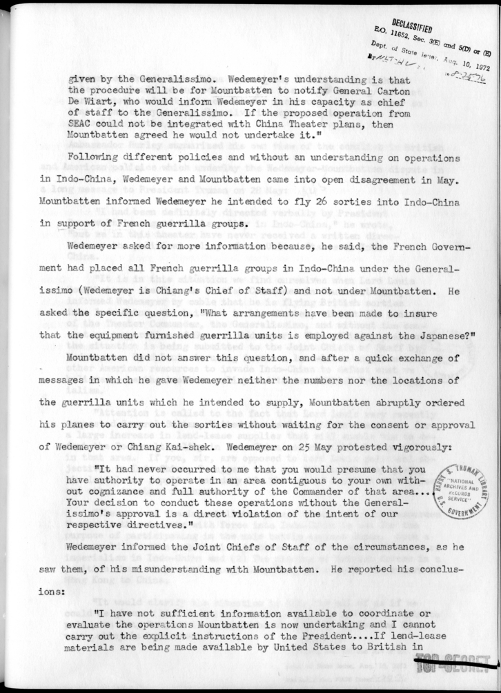 THE BERLIN CONFERENCE - Comments and Recommendations from the Joint Chiefs of Staff - Indo-China