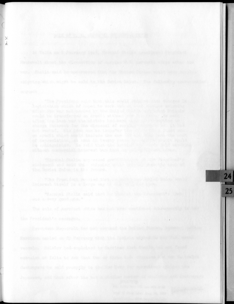 THE BERLIN CONFERENCE - Comments and Recommendations from the Joint Chiefs of Staff - Sale of U. S. Ships to the Soviet Union