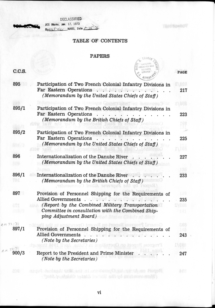 Cover, Publication Page, and Table of Contents, The Berlin Conference, Papers and Minutes of Meetings of the Combined Chiefs of Staff