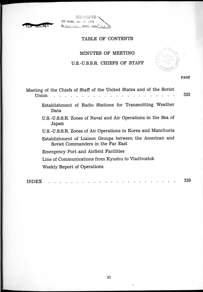 Cover, Publication Page, and Table of Contents, The Berlin Conference, Papers and Minutes of Meetings of the Combined Chiefs of Staff