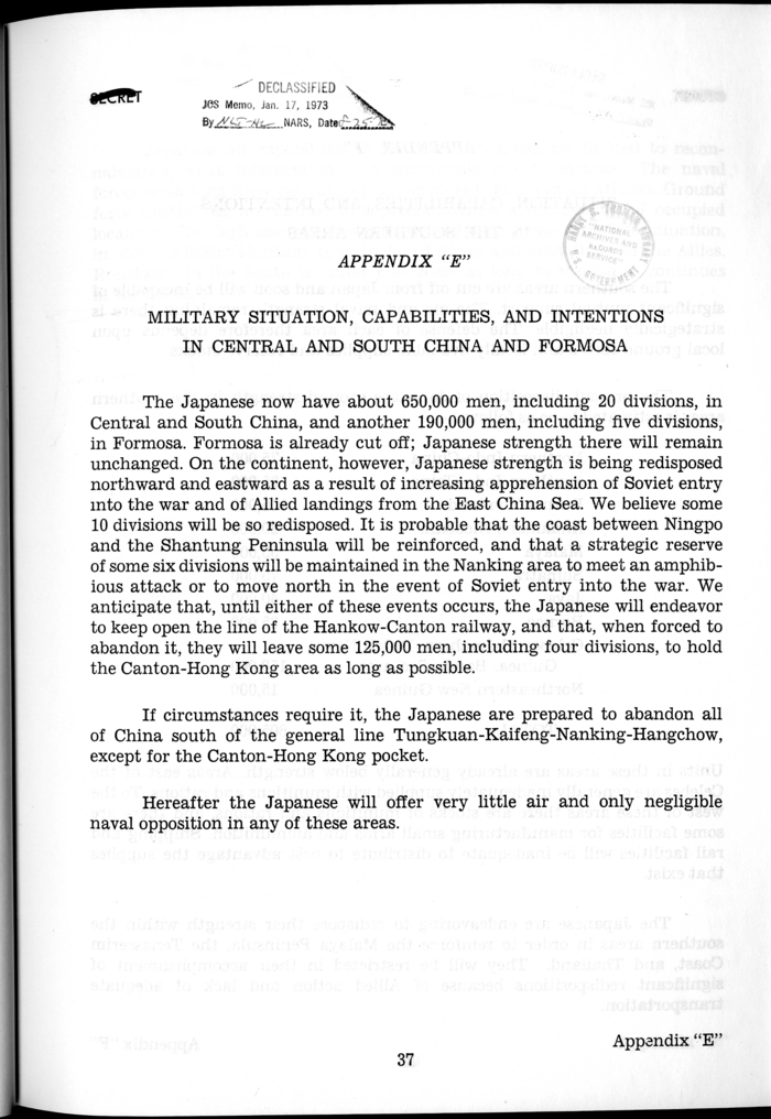 C.C.S. 643/3 - Estimate of the Enemy Situation