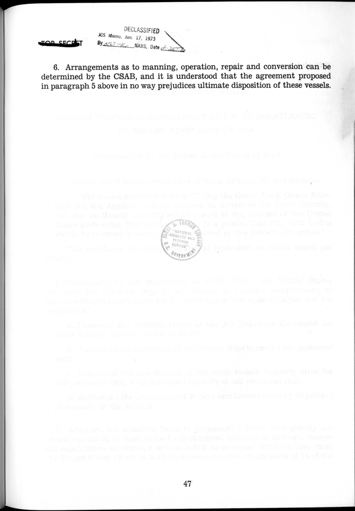 C.C.S. 679/6 - Disposition of Captured German Passenger Ships