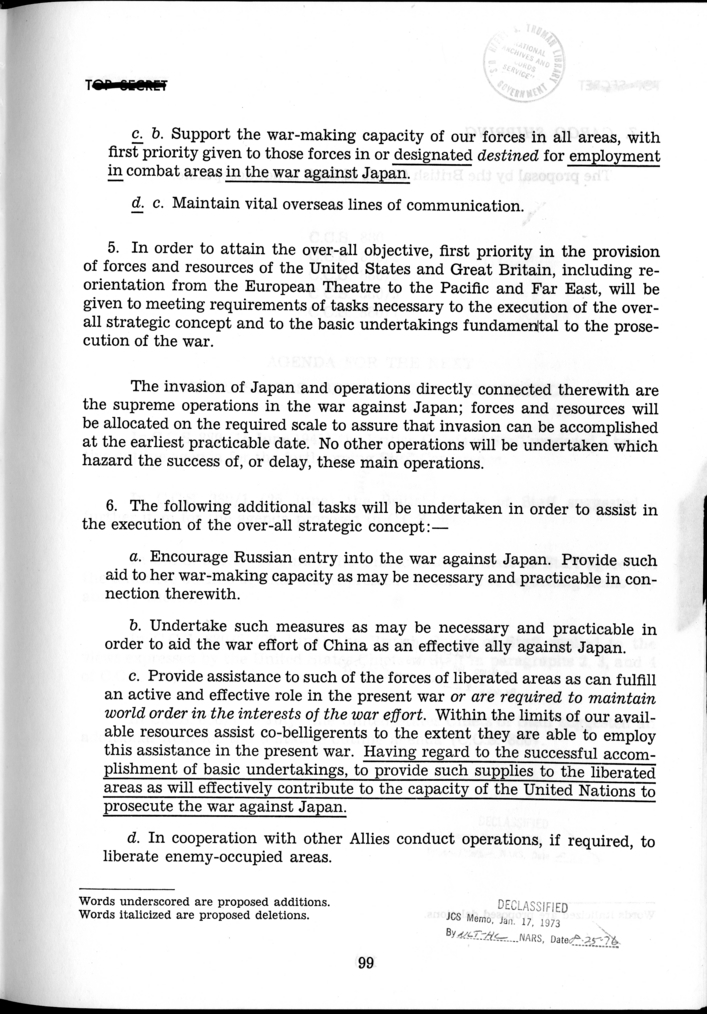 C.C.S. 877/5 - Basic Objectives, Strategy, and Policies