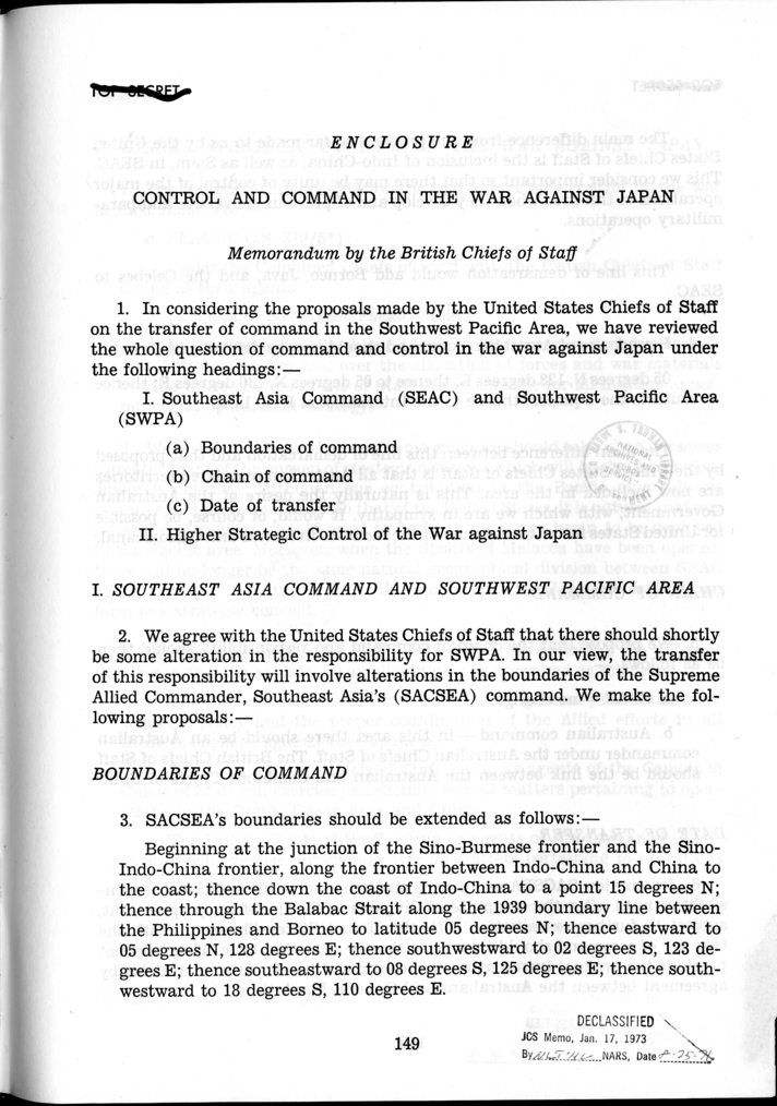 C.C.S. 890 - Control and Command in the War Against Japan