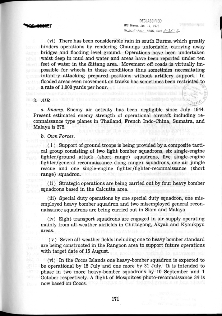 C.C.S. 892 - Progress Report on Operations in the Southeast Asia Command