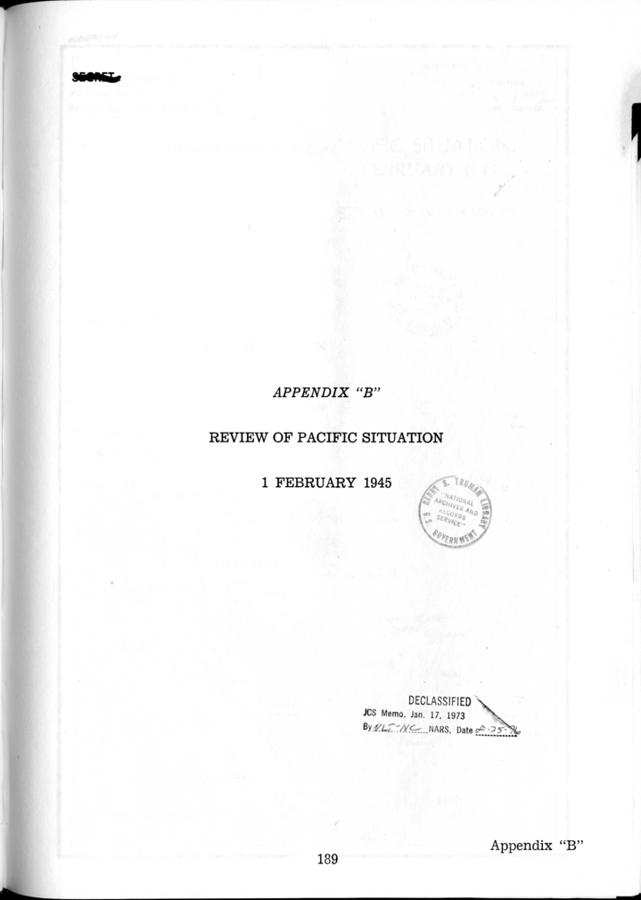 C.C.S. 893 - General Progress Report on Recent Operations in the Pacific