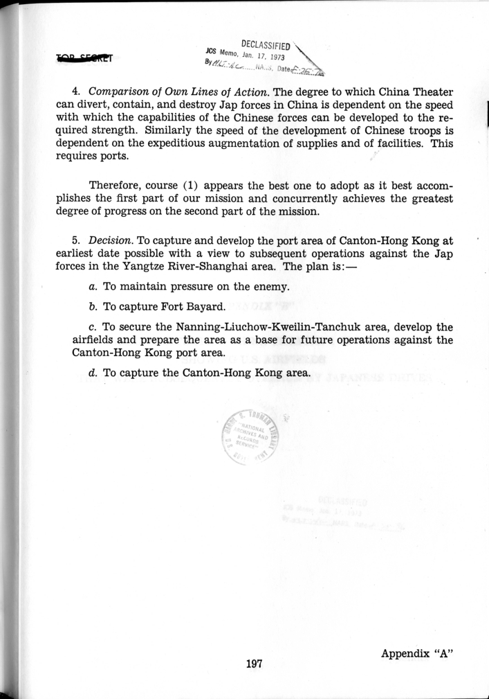 C.C.S. 893/1 - Progress Report on Operations in China, April 1944 Through June 1945