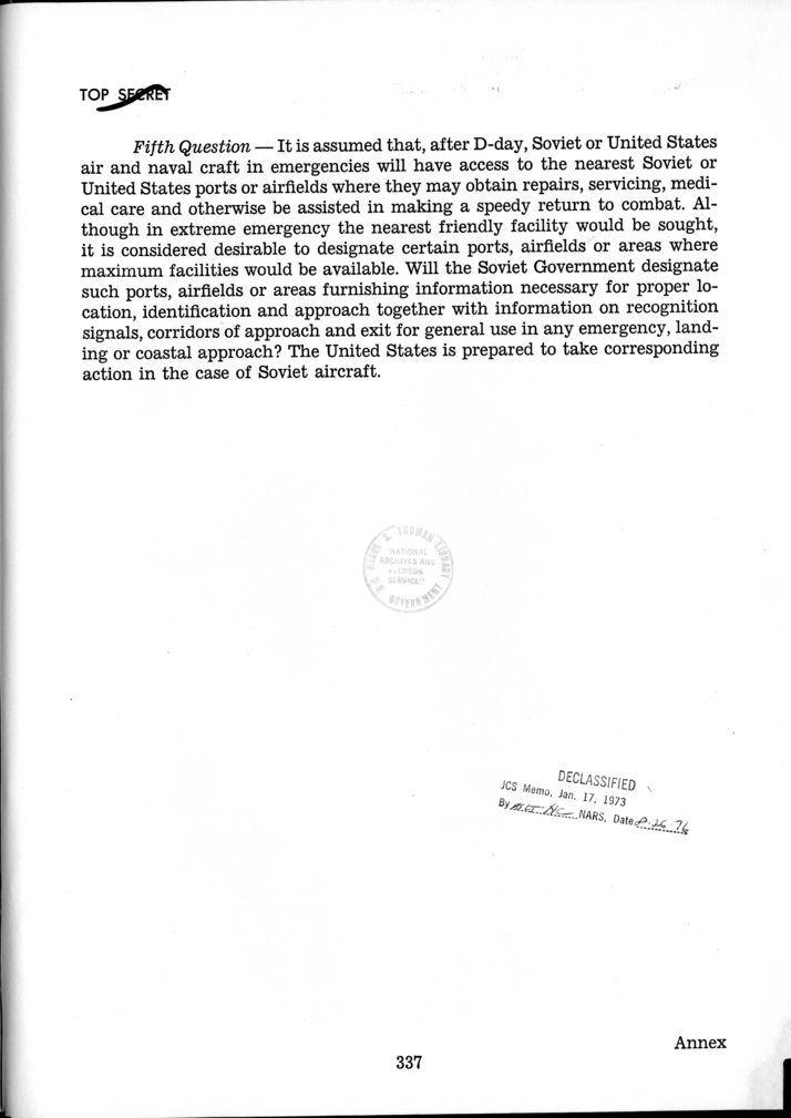 Minutes of the Meeting of the Chiefs of Staff of the United States and of the Soviet Union Held in Cecilienhof Palace, Babelsberg, Germany