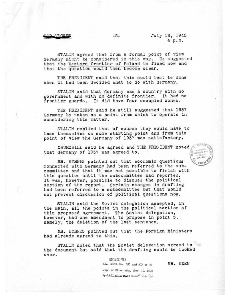 Minutes of the Second Meeting of Heads of Government in Berlin