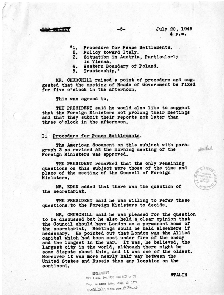 Minutes of the Fourth Meeting of Heads of Government in Berlin