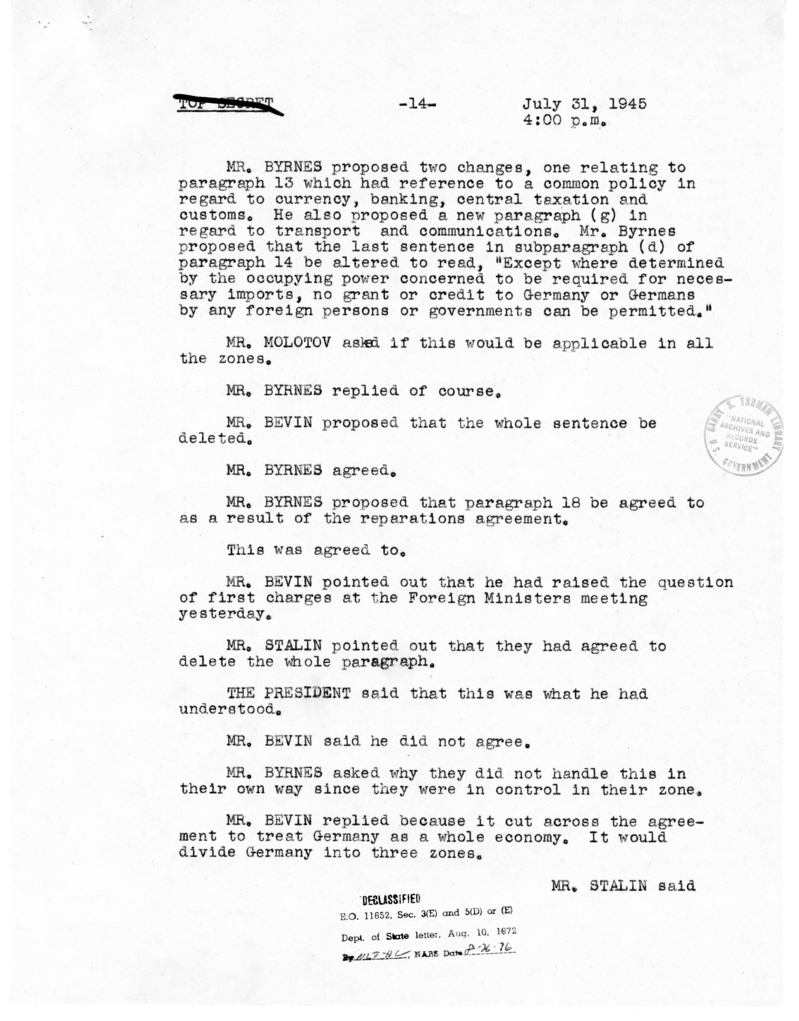 Minutes of Meeting of Heads of Governments in Berlin