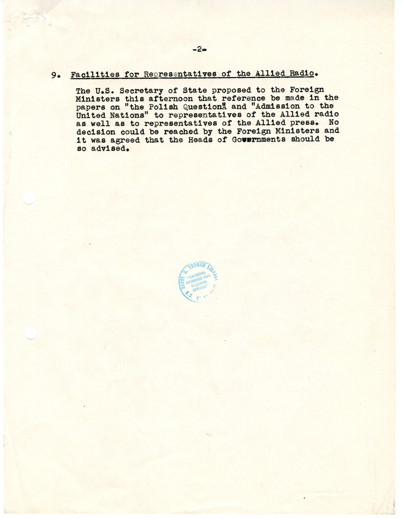 Suggested Agenda - Meeting of Heads of Government