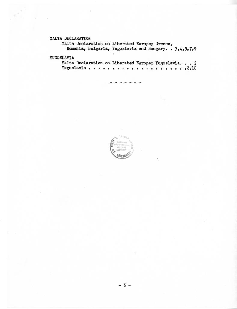 Index to the Minutes of the Meetings of the Foreign Ministers