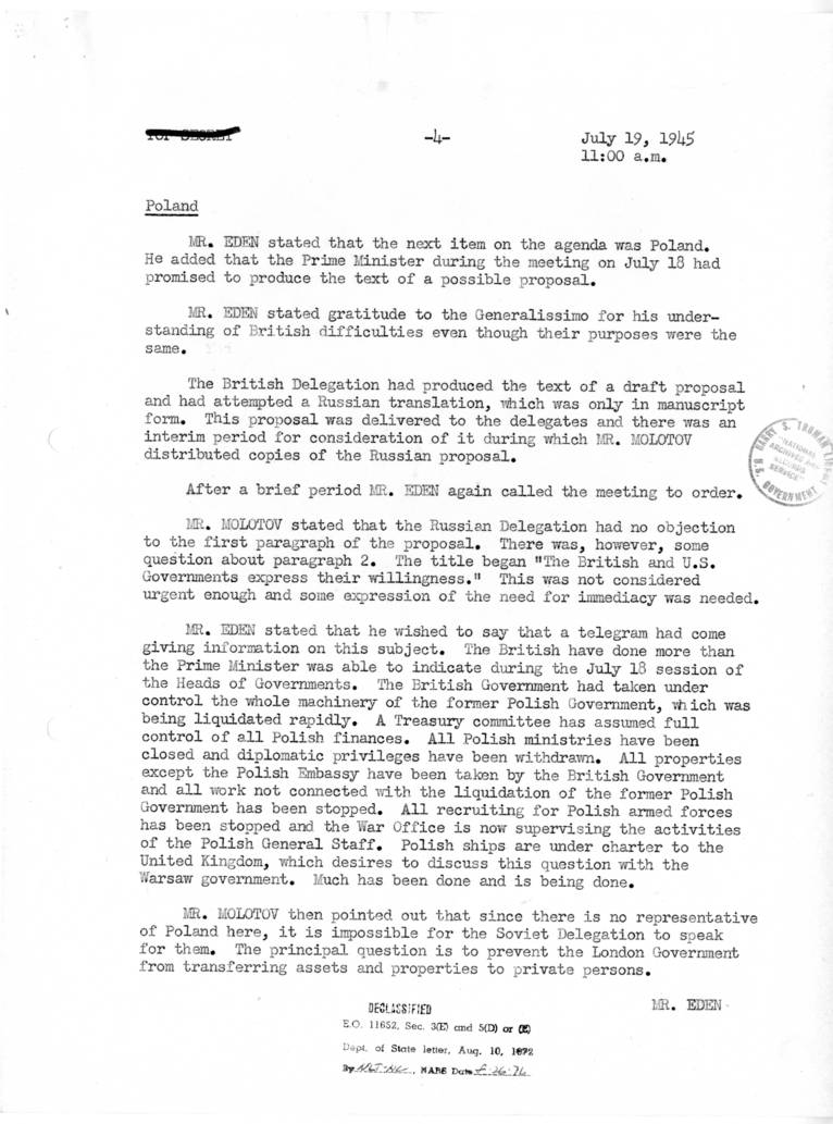 Minutes of the Meeting of the Foreign Ministers in Berlin