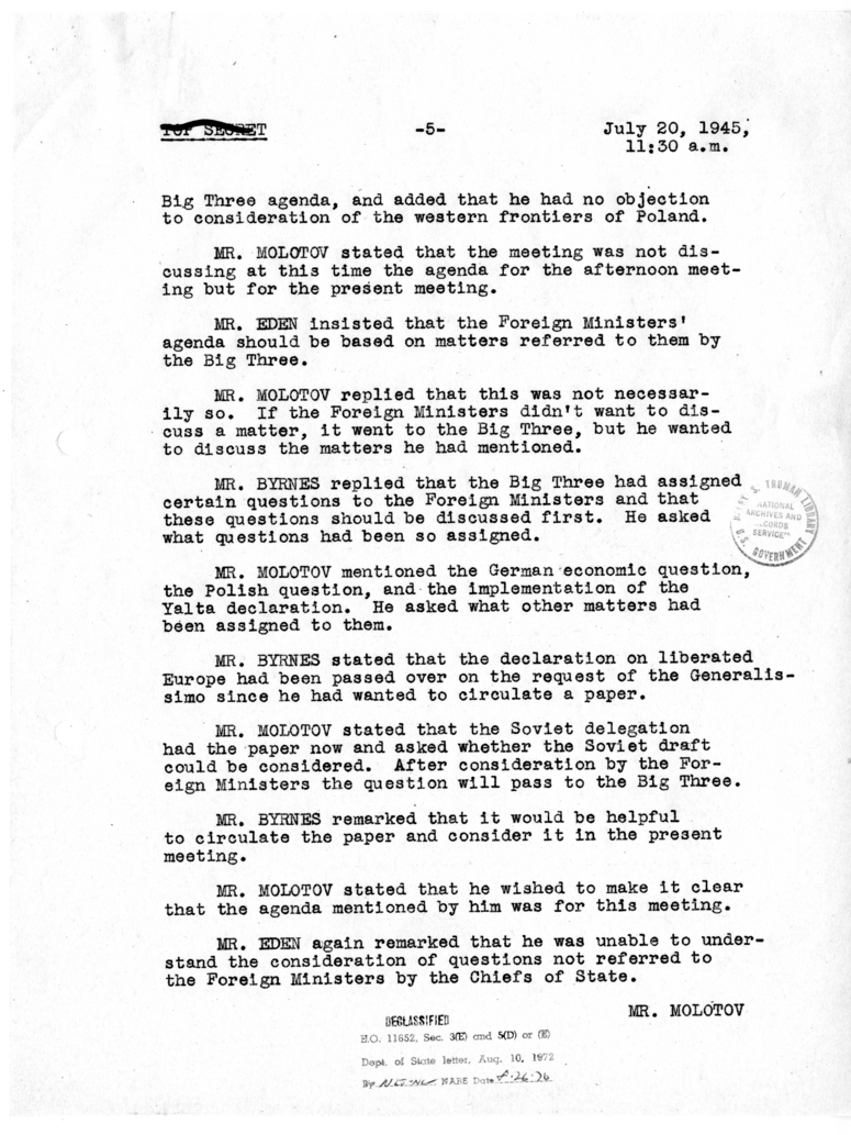 Minutes of the Third Meeting of the Foreign Ministers