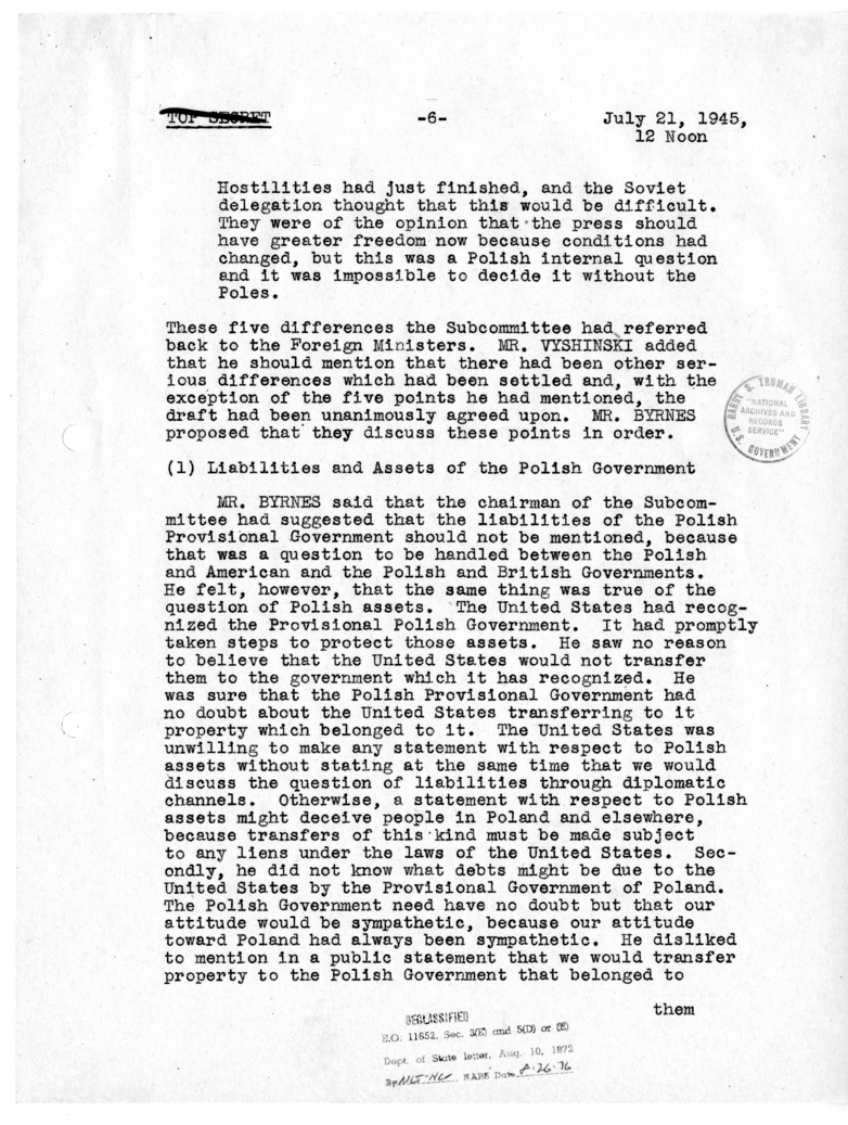 Minutes of the Fourth Meeting of the Foreign Ministers, Berlin