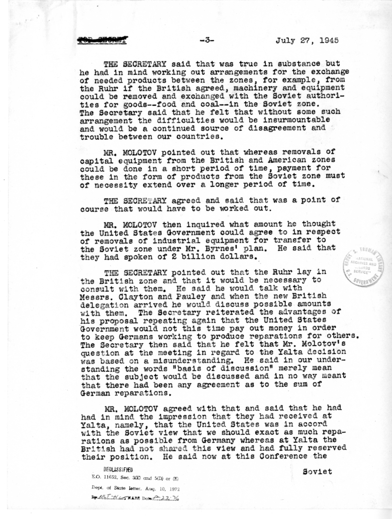 Minutes of the Meeting of American and Soviet Foreign Ministers