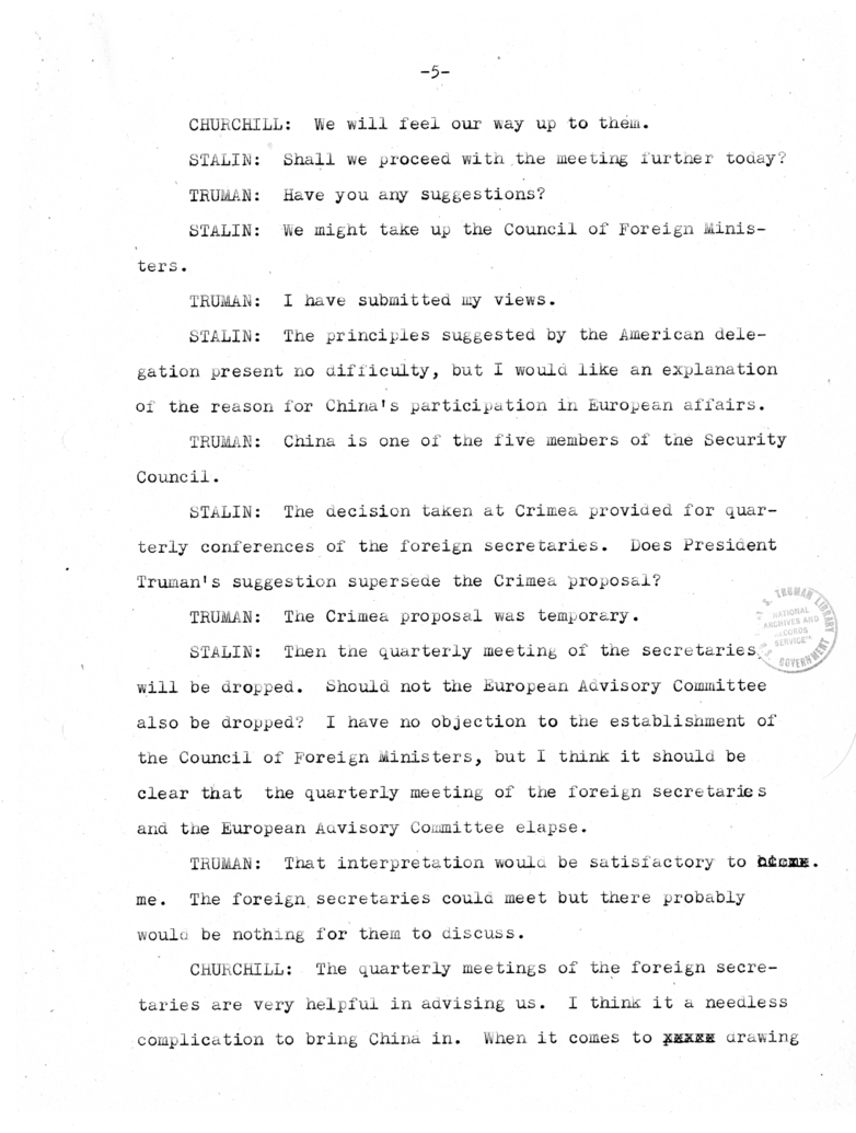 Minutes of the First Meeting of the Heads of Government in Berlin