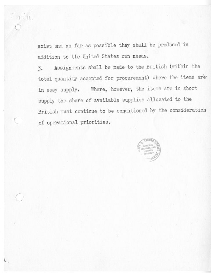 Memorandum from Prime Minister Clemet Attlee to President Harry S. Truman with Attachment