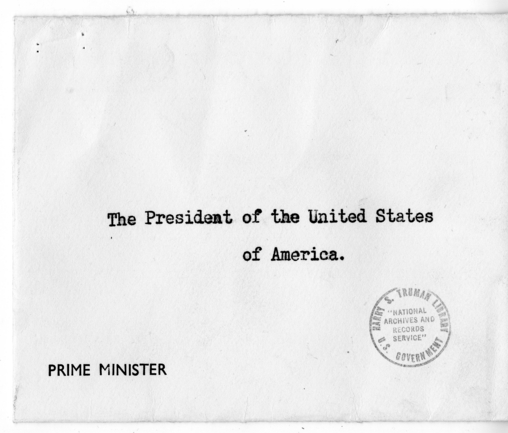 Letter from Prime Minister Clement Attlee to President Harry S. Truman