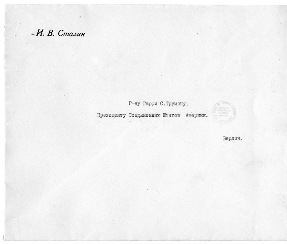 Note from Generalissimo Joseph Stalin to President Harry S. Truman