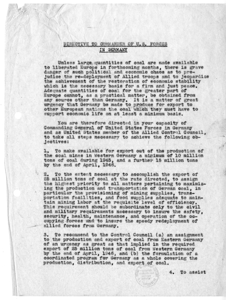 Memorandum from President Harry S. Truman to Generalissimo Joseph Stalin