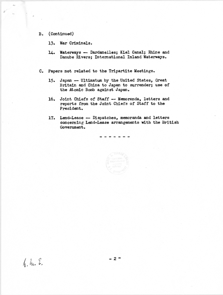 Index to The Berlin Conference - Miscellaneous Documents