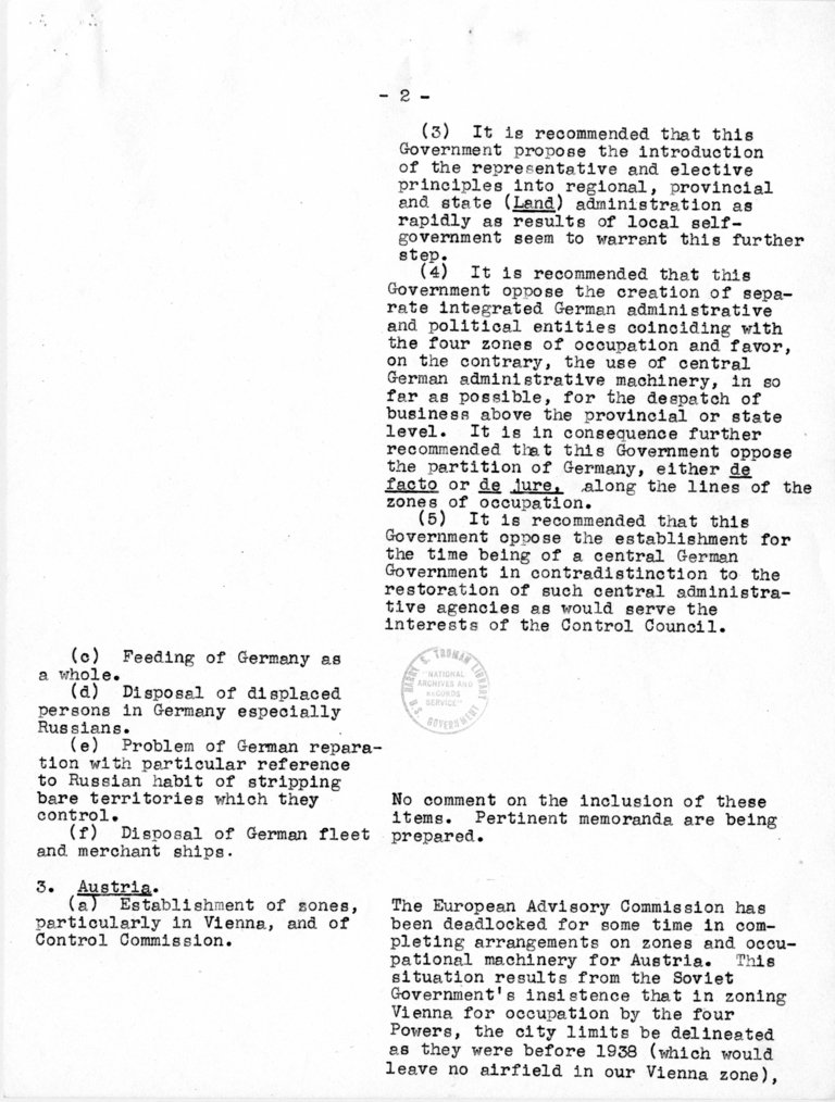 Memorandum from Joseph C. Grew to President Harry S. Truman