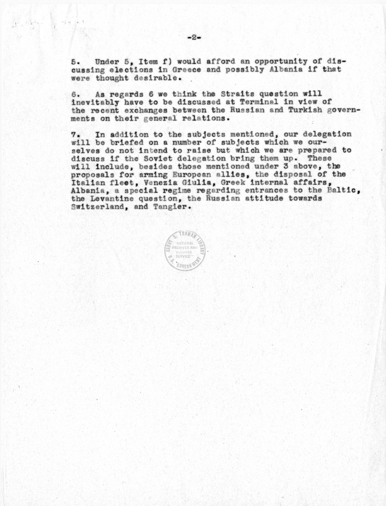 Memorandum from Joseph C. Grew to President Harry S. Truman