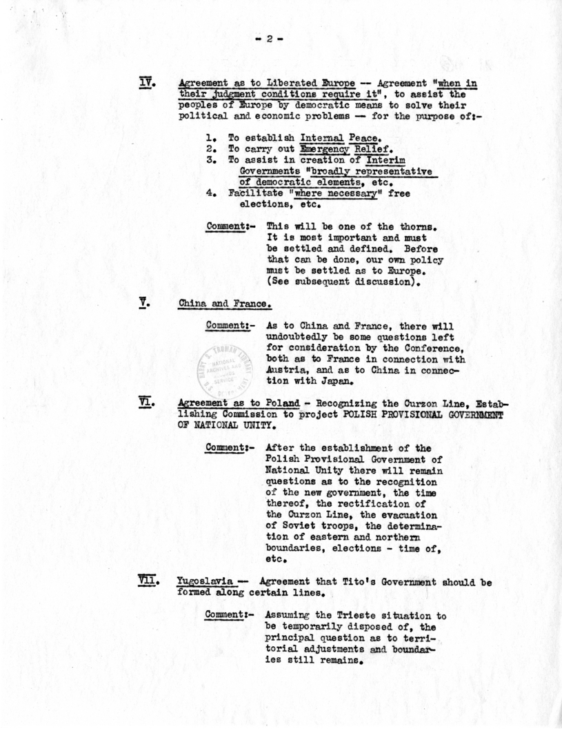 Memorandum from Joseph E. Davies to President Harry S. Truman