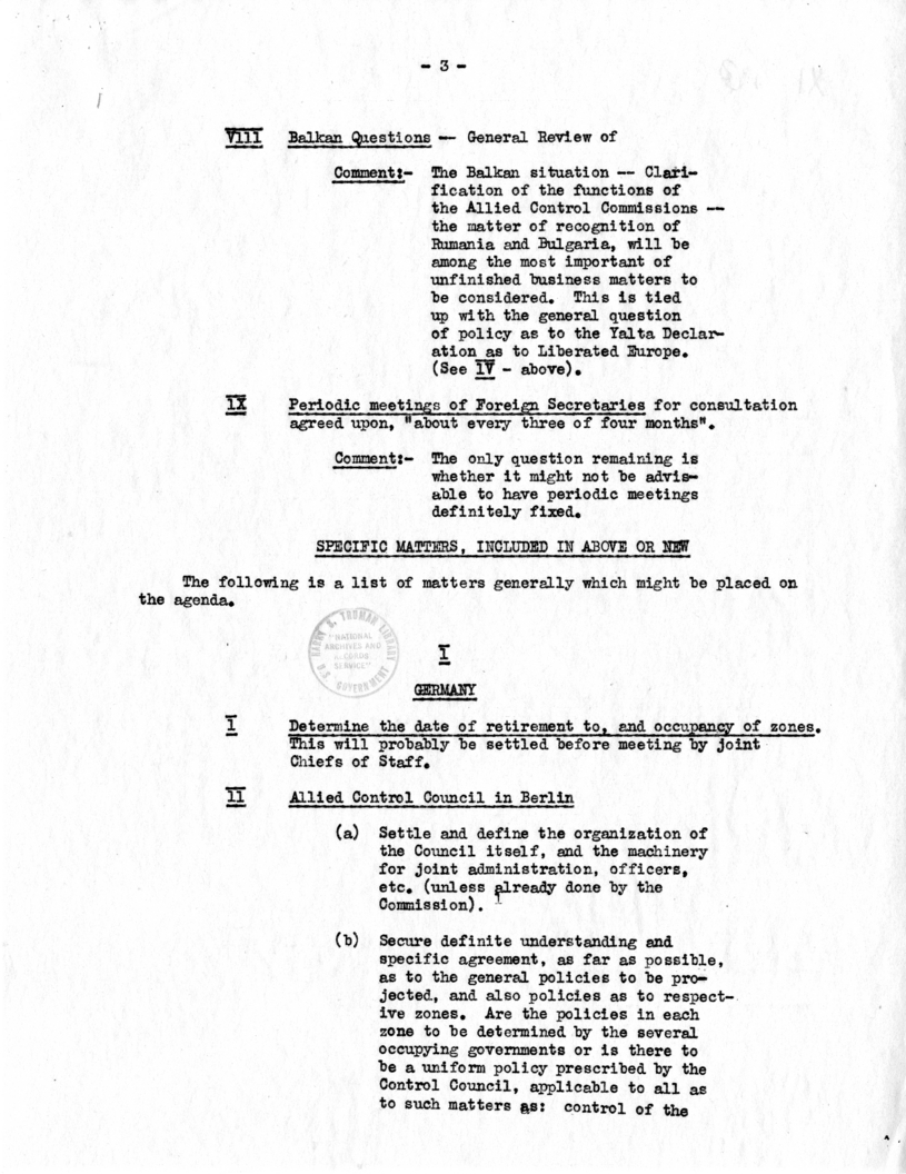 Memorandum from Joseph E. Davies to President Harry S. Truman