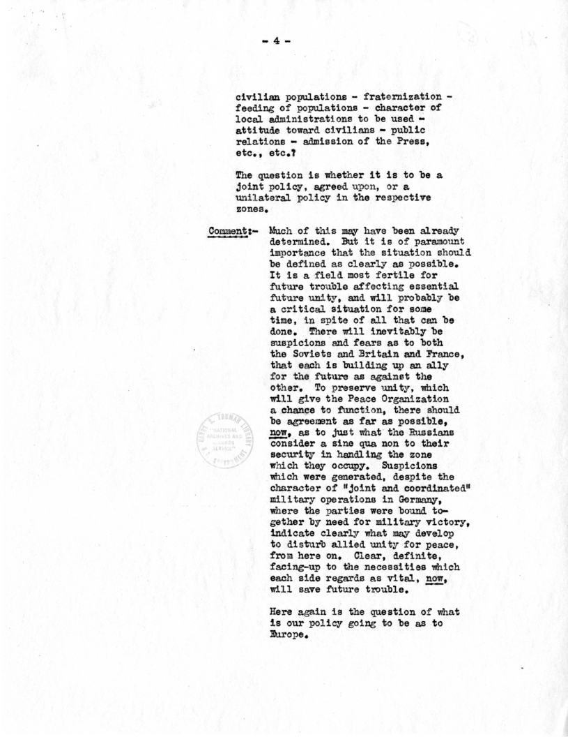 Memorandum from Joseph E. Davies to President Harry S. Truman