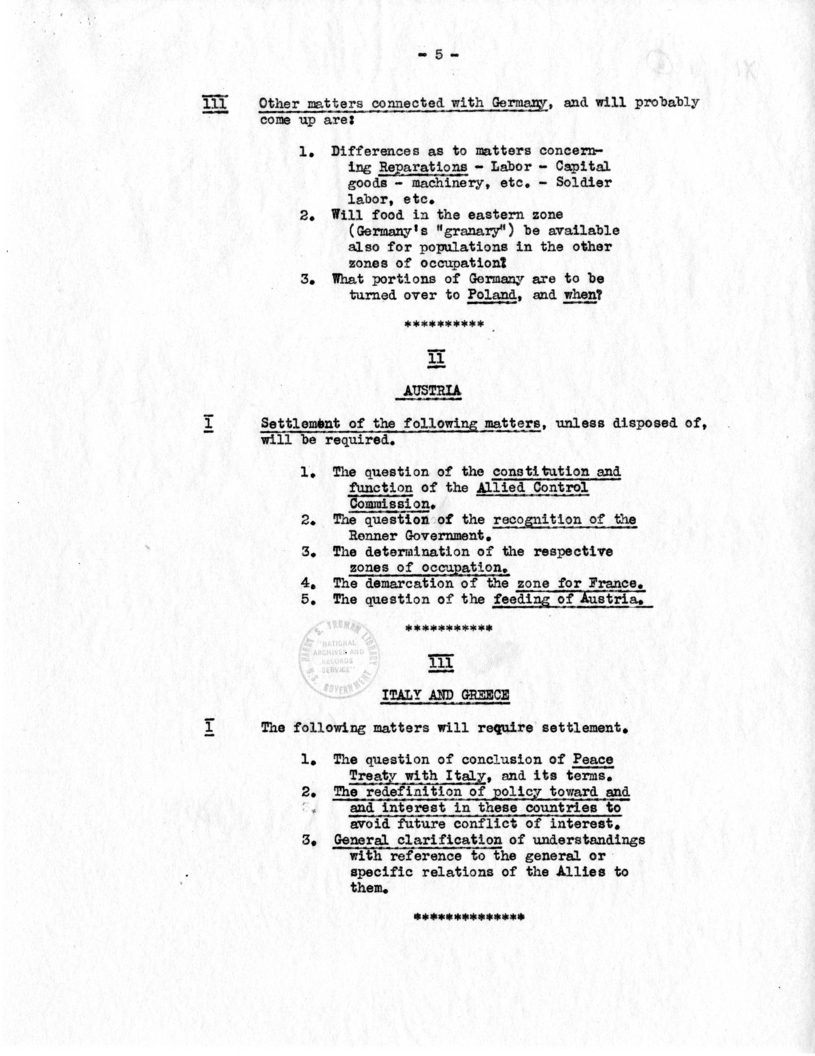 Memorandum from Joseph E. Davies to President Harry S. Truman