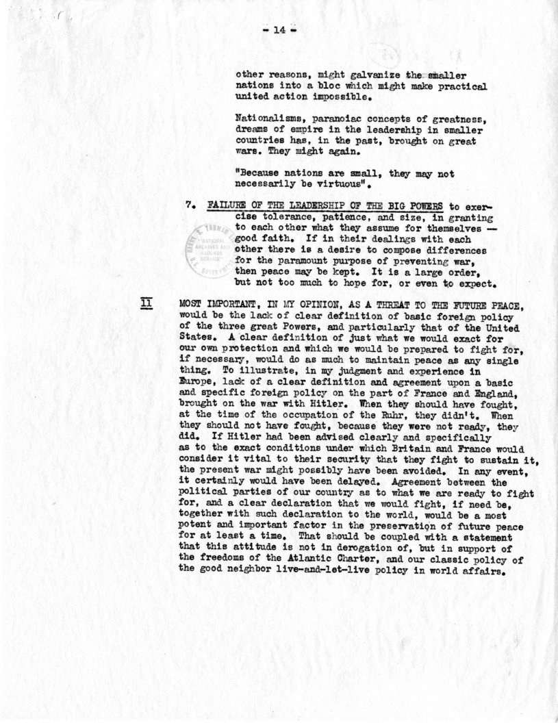 Memorandum from Joseph E. Davies to President Harry S. Truman