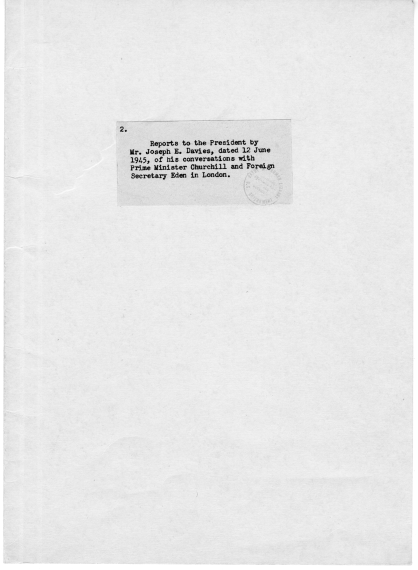 File Unit List - Reports by Joseph E. Davies