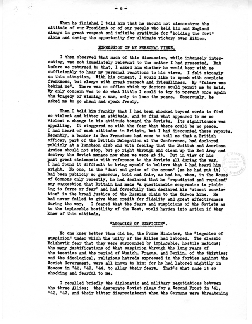 Supplemental Report from Joseph E. Davies to Harry S. Truman Regarding Mission in London