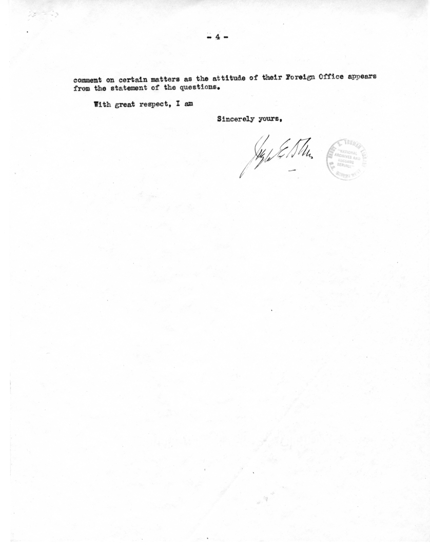 Memorandum from Joseph E. Davies to President Harry S. Truman Regarding Supplemental Report of Conferences with Foreign Minister Anthony Eden